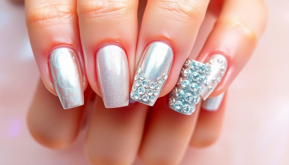 sparkling silver nail art