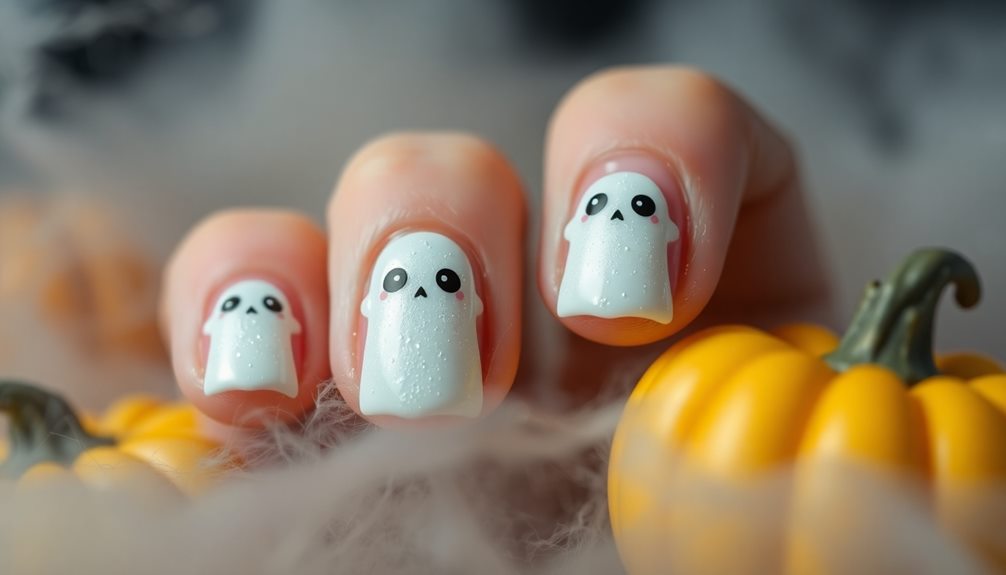 spooky cute ghost nail art