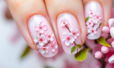 spring inspired floral nail art