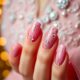 stunning pink prom nails