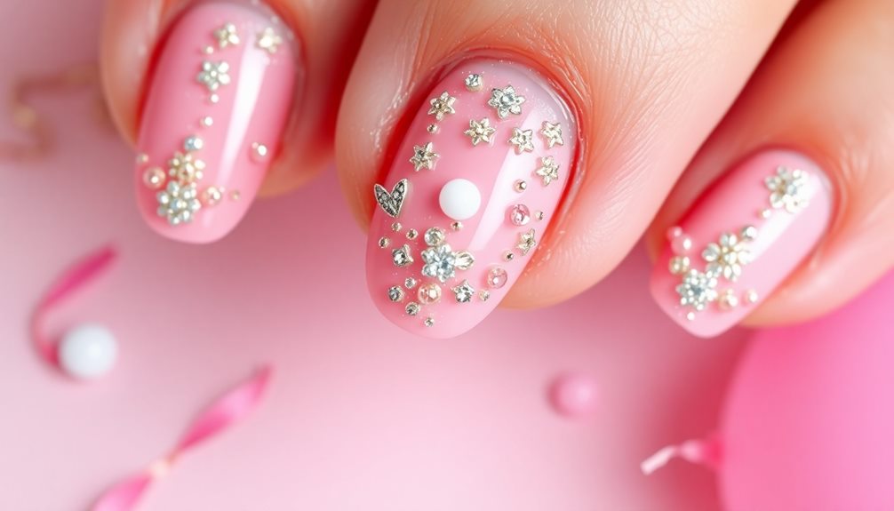 stylish pink birthday nails