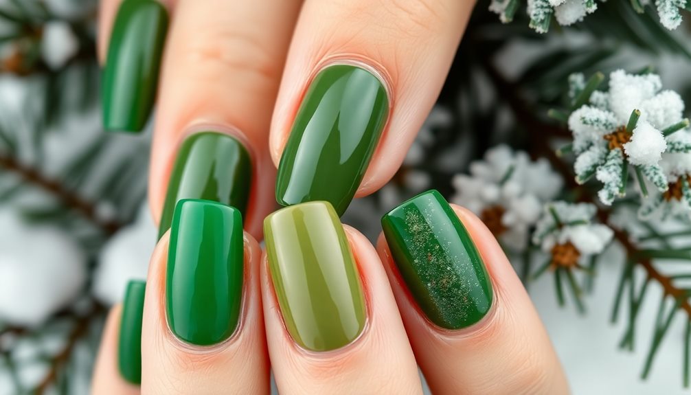 trendy green winter nails