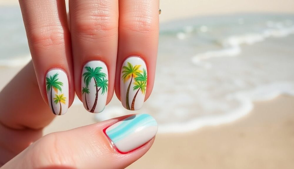 tropical vacation inspired nail design