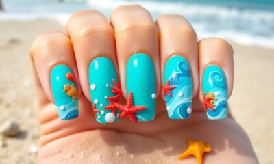 vacation inspired ocean nail art