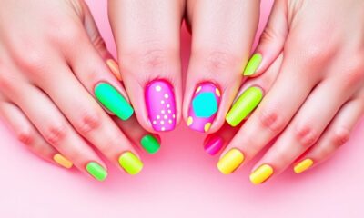 vibrant neon nail art