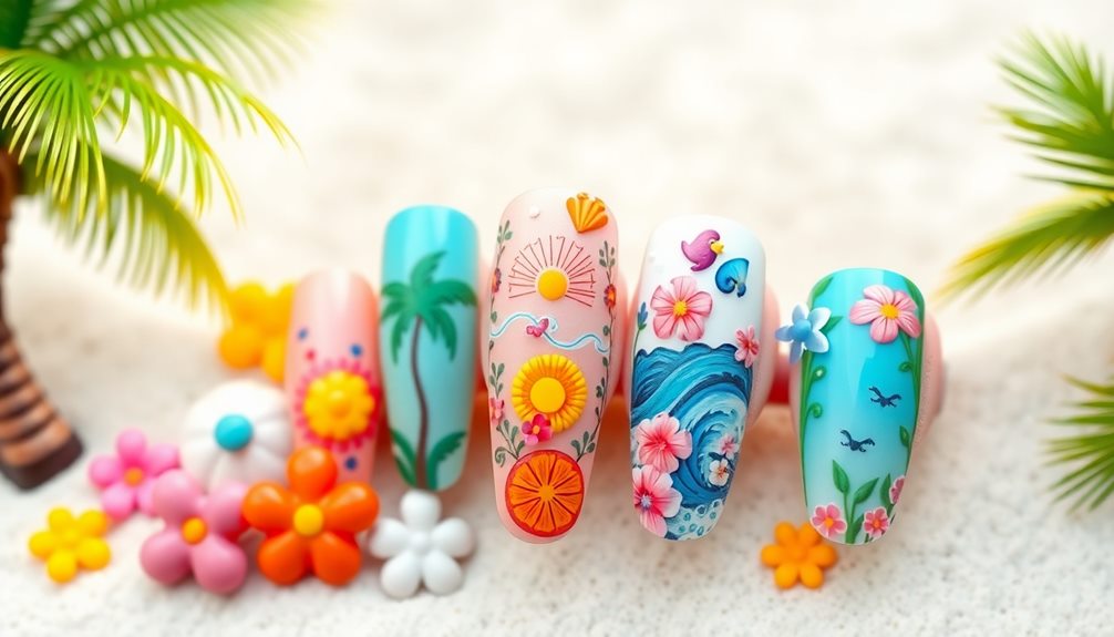 vibrant vacation nail art