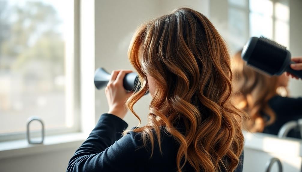 wavy hair blow drying