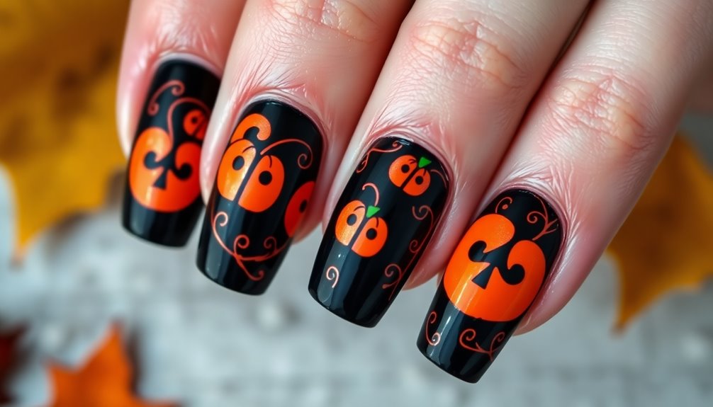 artistic pumpkin nail art