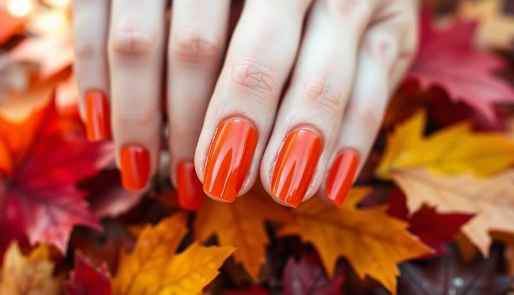 autumn inspired warm orange nails