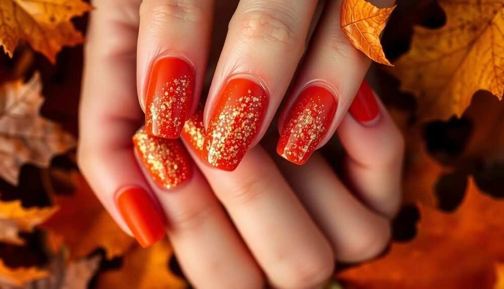 bold autumn glitter nails