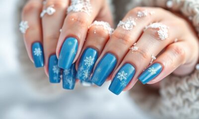 bright blue winter nails