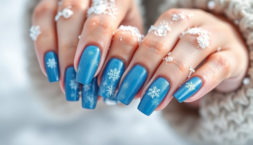 bright blue winter nails