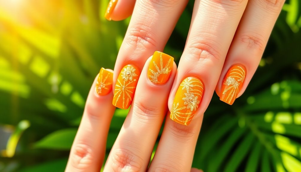 colorful citrus nail design