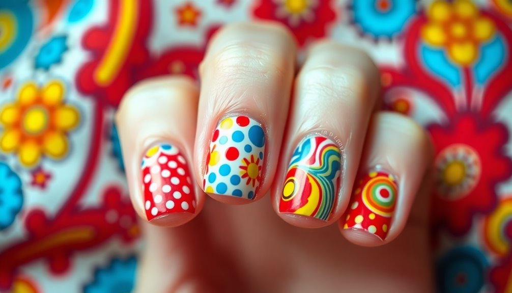colorful geometric nail designs