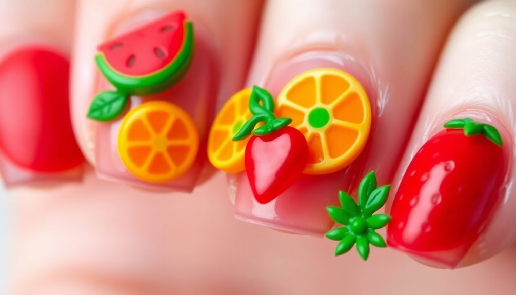 colorful three dimensional fruit art