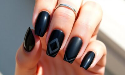 edgy black summer nails