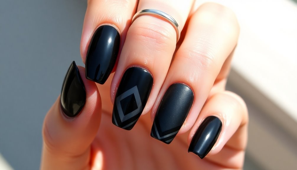 edgy black summer nails