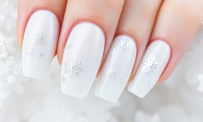 elegant frosty white nails