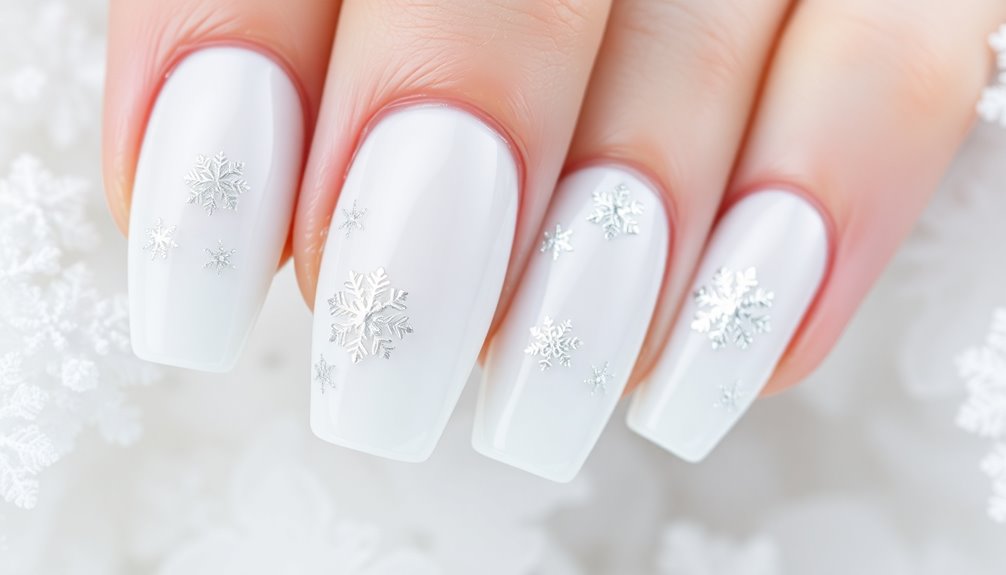 elegant frosty white nails