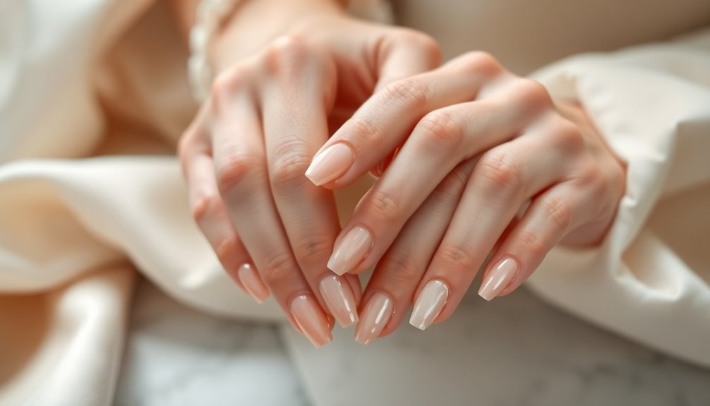 elegant nude pearl manicure