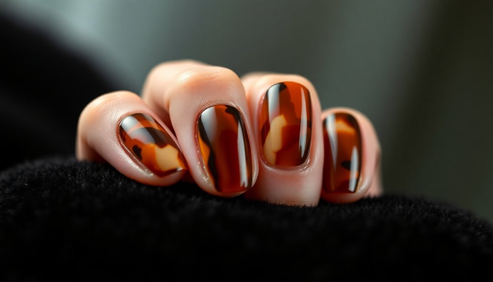 elegant tortoise shell nails