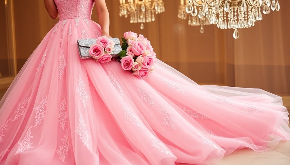 feminine elegant pink prom