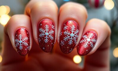 festive almond christmas nails