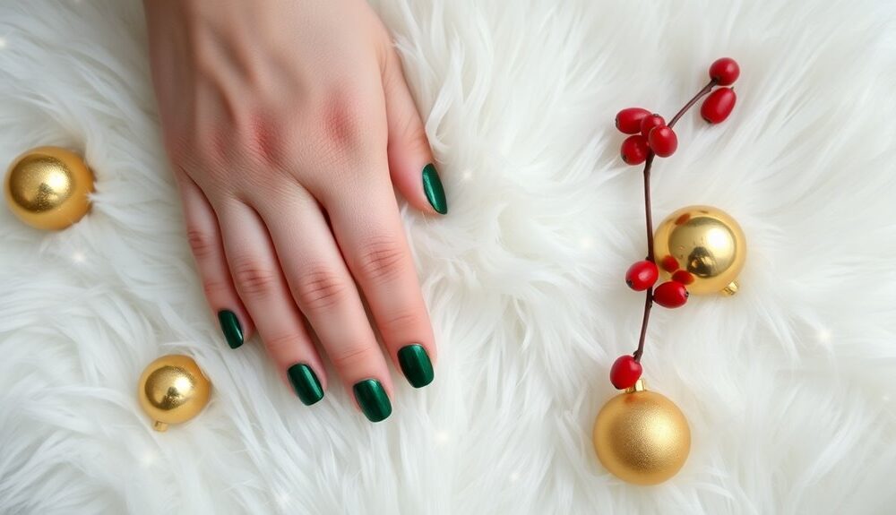 festive green christmas nails