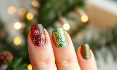 festive short christmas nails