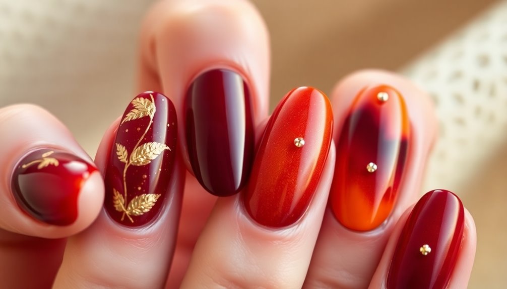 gorgeous fall almond nails