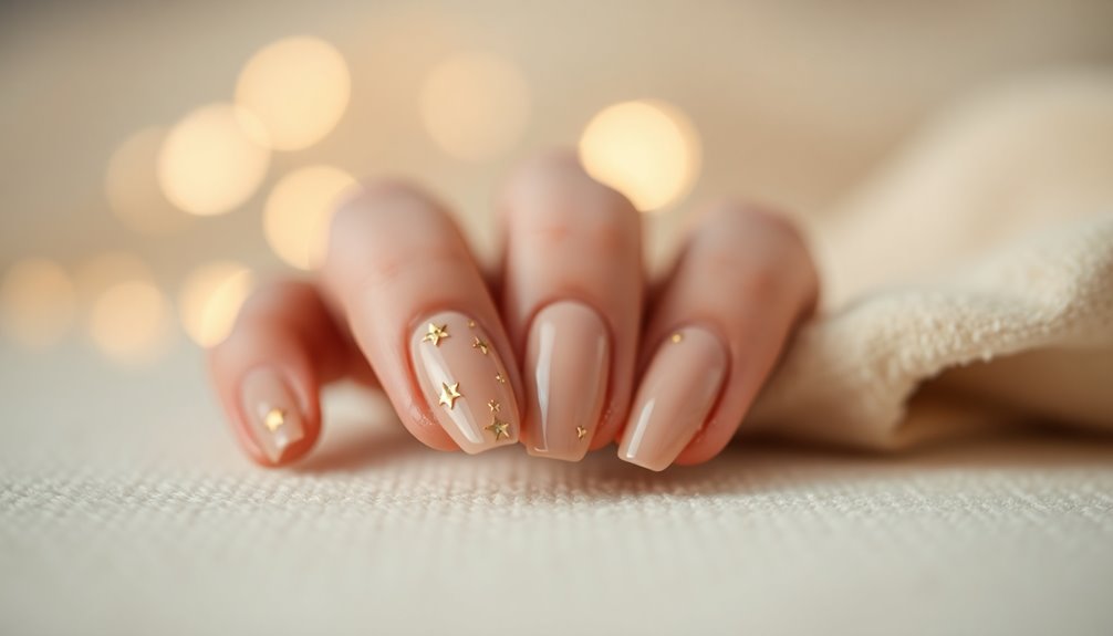 minimalistic nude christmas nails