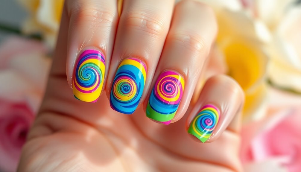 playful swirl nail art