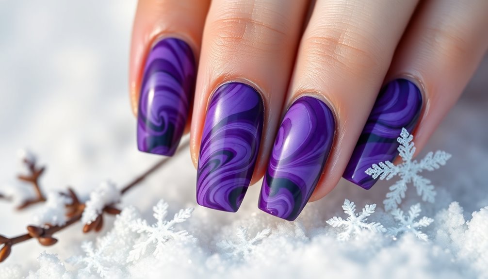 plum swirls on nails