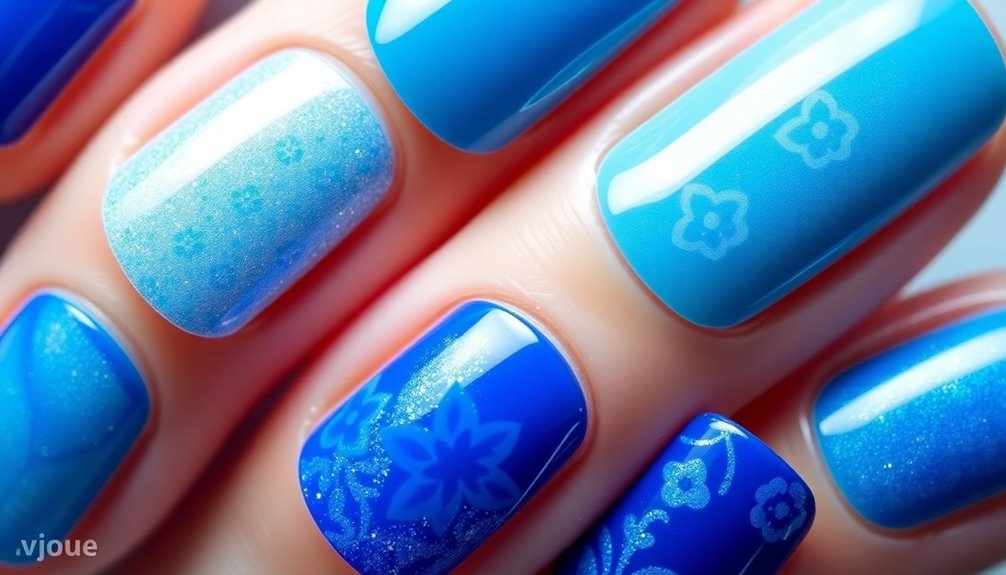reflections on blue nails