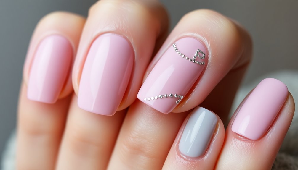 soft pink gray nails