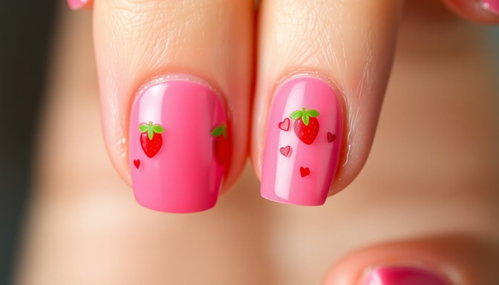 strawberry themed nail art