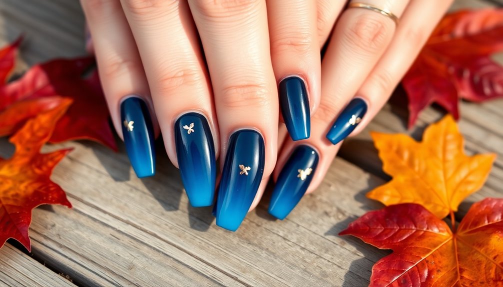 trending blue fall nails