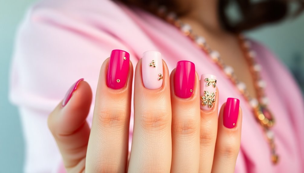 trendy pink nail designs