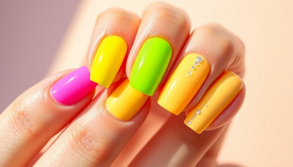 vibrant neon nail designs