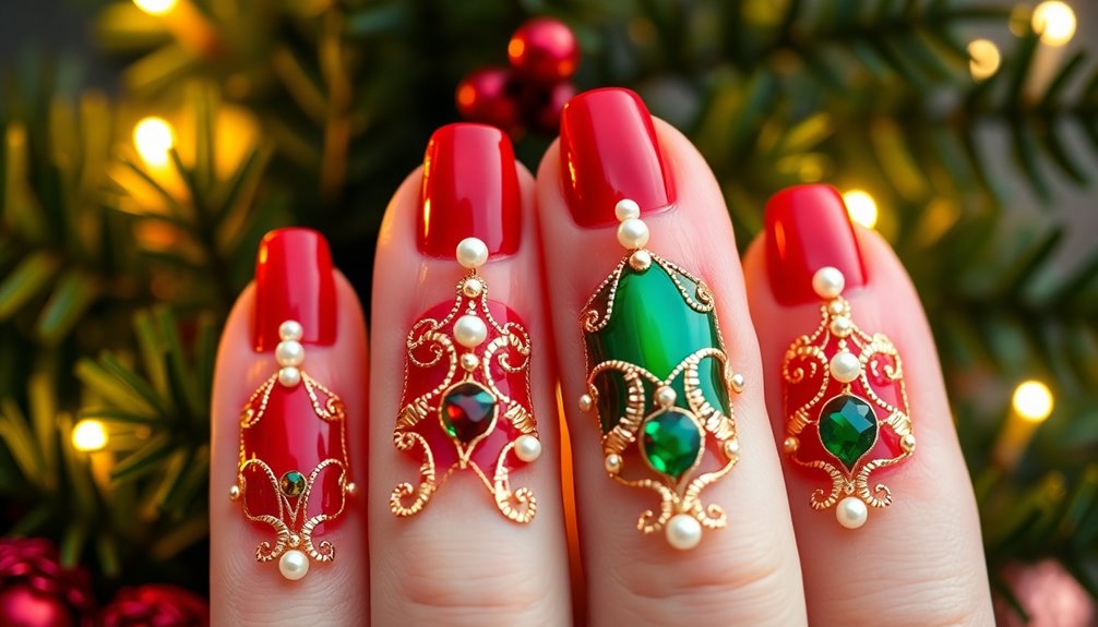 victorian festive nail decor