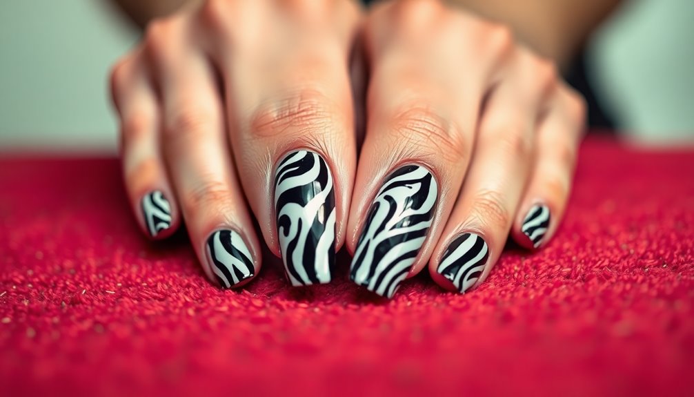 wild trendy zebra nails