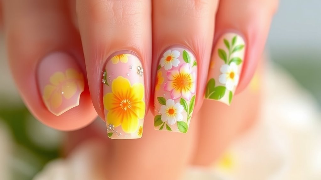 blooming floral nail art