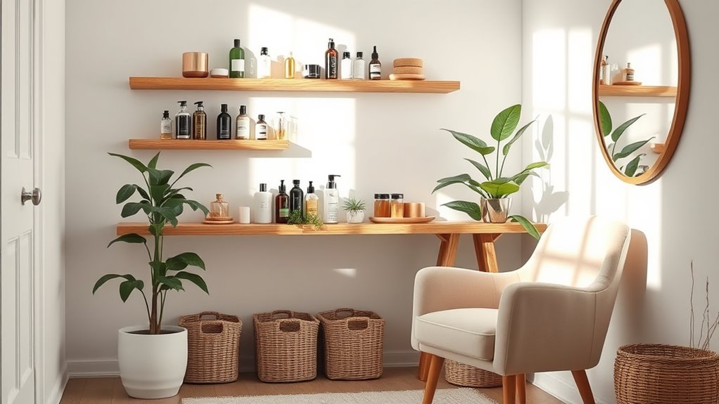 organized beauty product storage