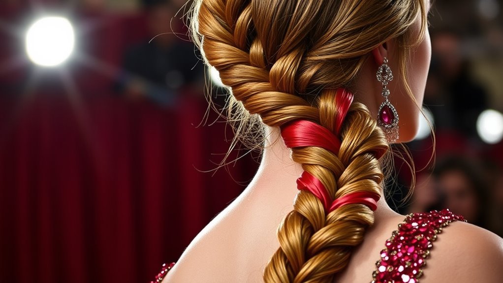 romantic ribboned braid hairstyle