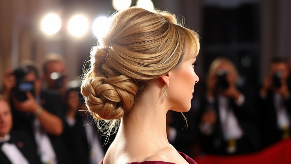 stunning updo with bangs
