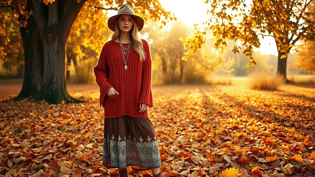 autumn boho layered fashion