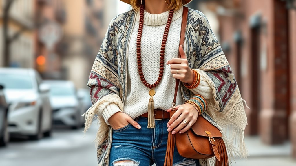 boho chic accessory layering