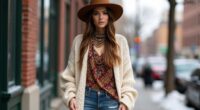 boho chic winter layers
