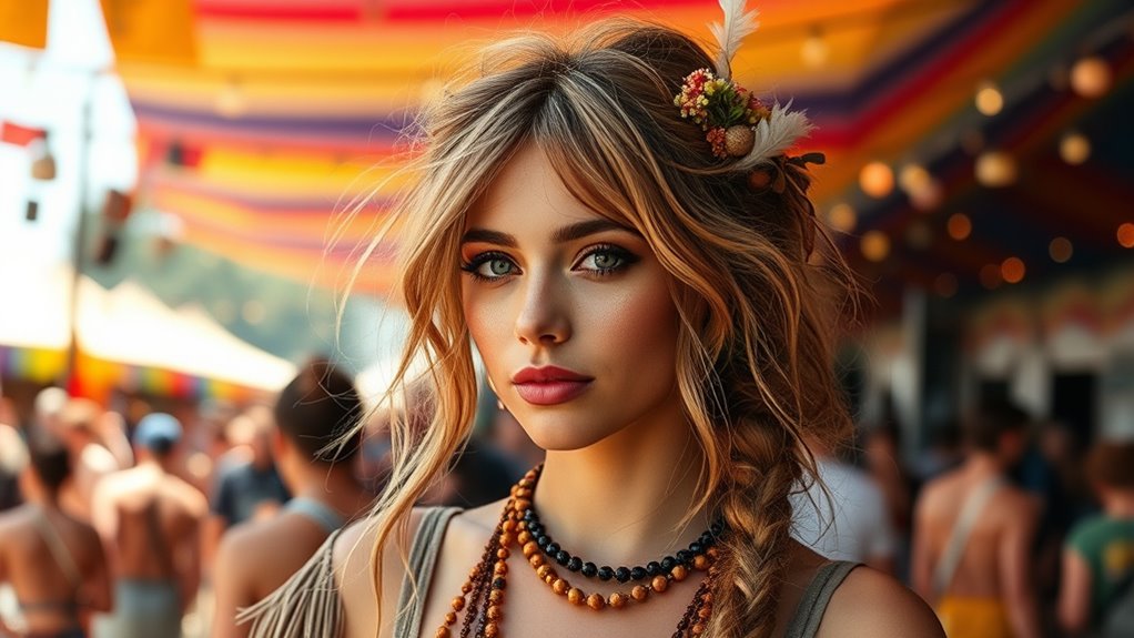 boho festival hair and makeup