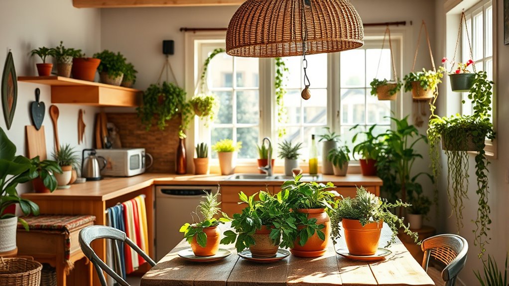 boho lighting greenery layering